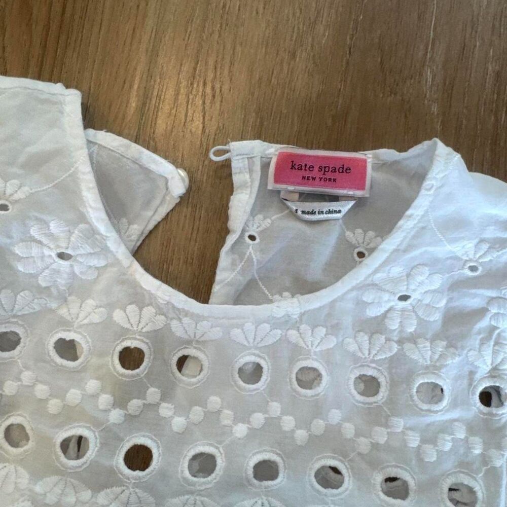Kate Spade New York White Eyelet Top Women's S Cotton Sleeveless 100% Cotton
